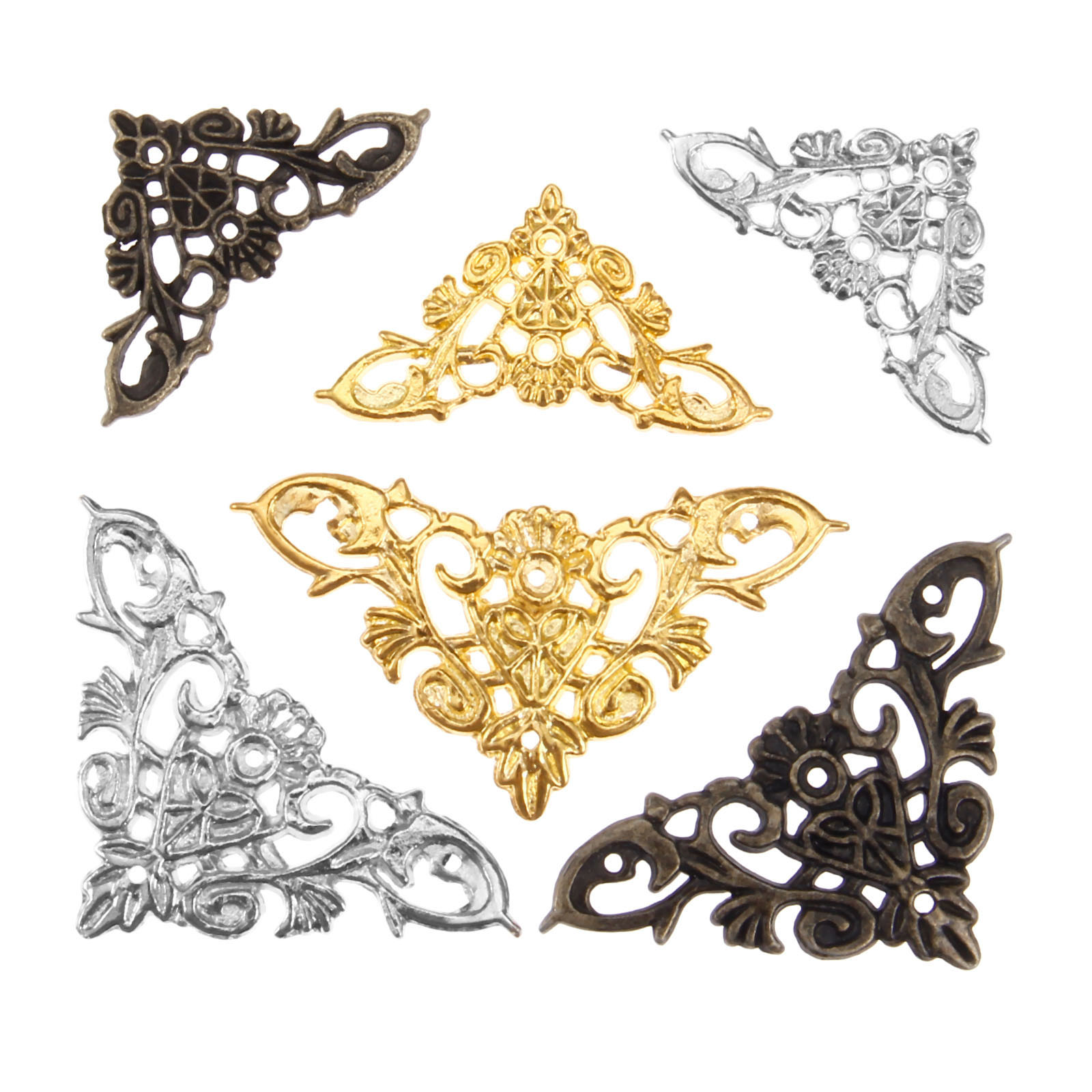 Nail Art Vintage - 4pcs Hollow lace Corner Protectors Antique
