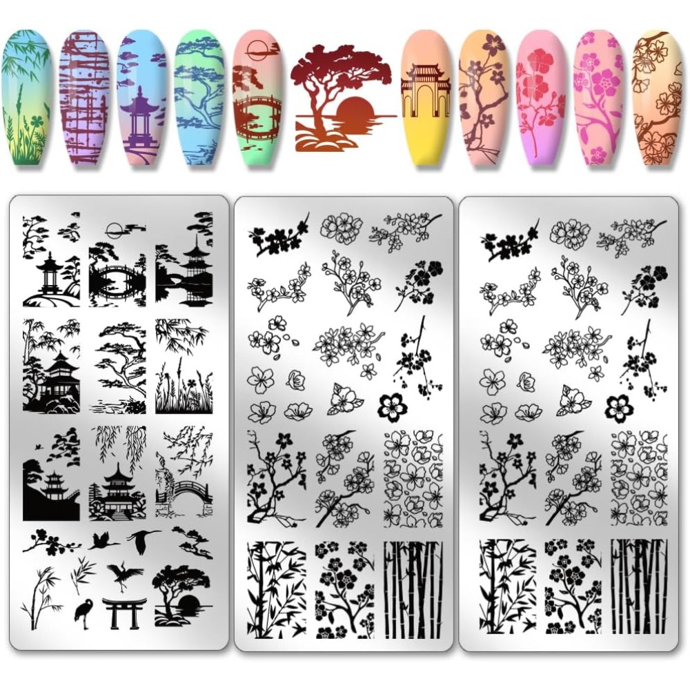 Nail Art Vintage - 3pcs Classic Chinese Garden Nail Art