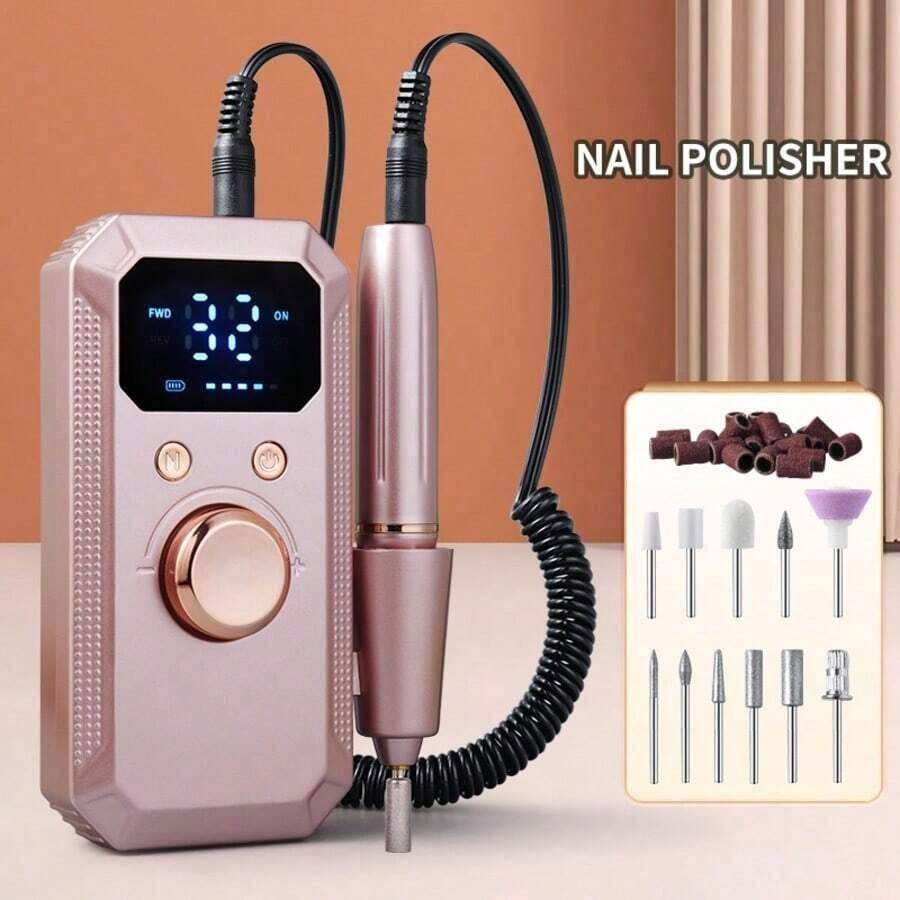 Nail Gel Polish Set - 20,000RPM Rechargeable Electric Nail Drill, Portable