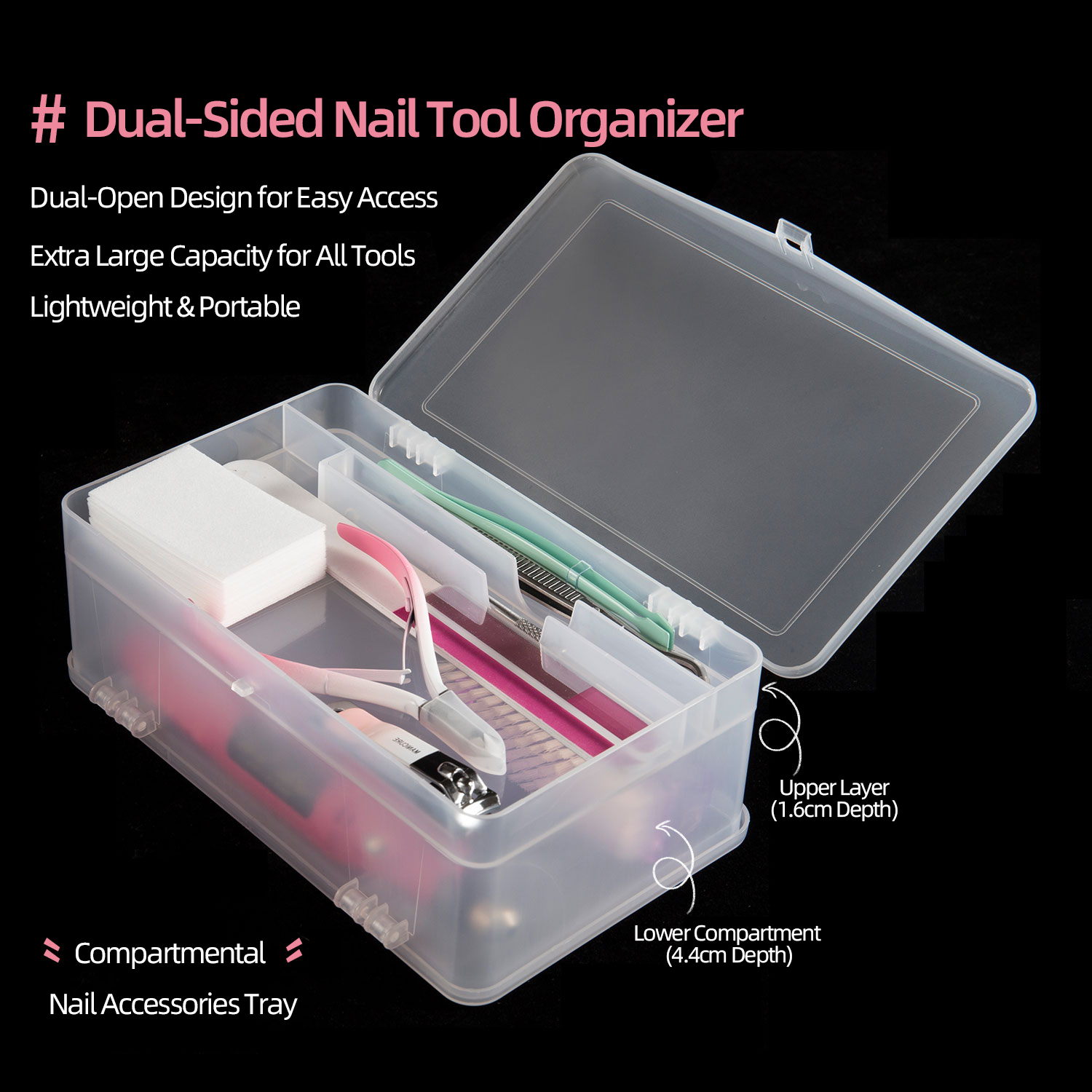 Dual-Open 2-Tier Super Capacit - Nail Art Simple ulasan dan harga