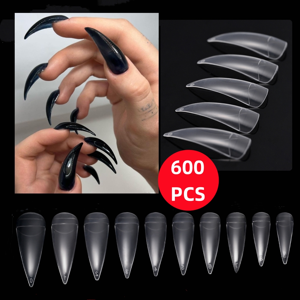 600Pcs Extra Long Hawk Curved  - Nail Art Xl ulasan dan harga
