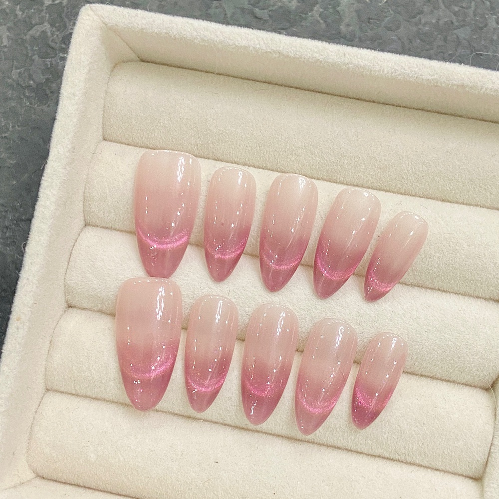 Handmade Almond Press on Nails - Nail Art Simple ulasan dan harga