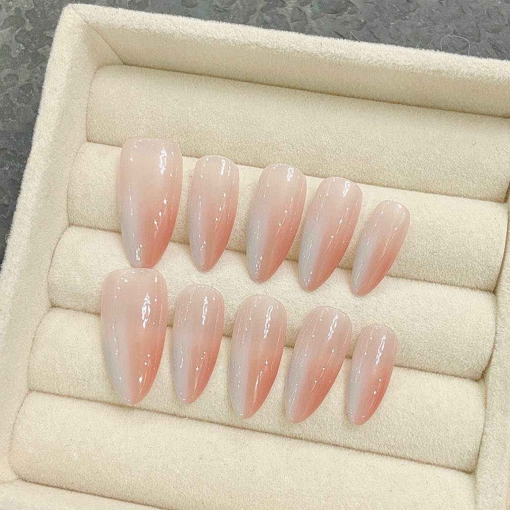 Handmade Almond Press on Nails - Nail Art Simple ulasan dan harga