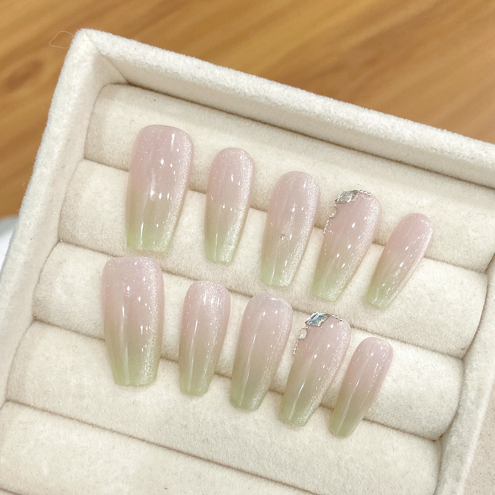 Handmade Almond Press on Nails - Nail Art Simple ulasan dan harga