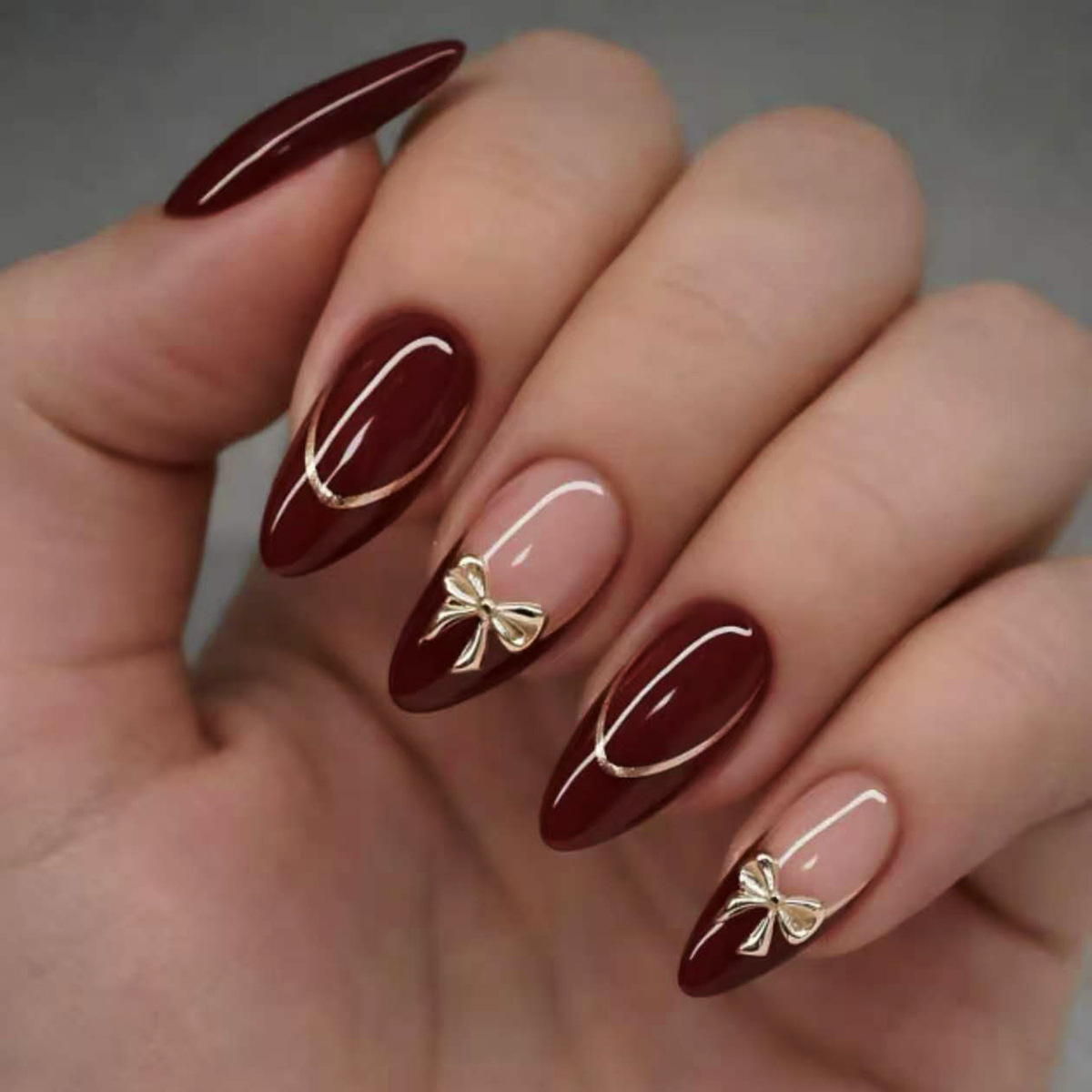 24Pcs Retro Wine Red French Al - Nail Art Simple ulasan dan harga