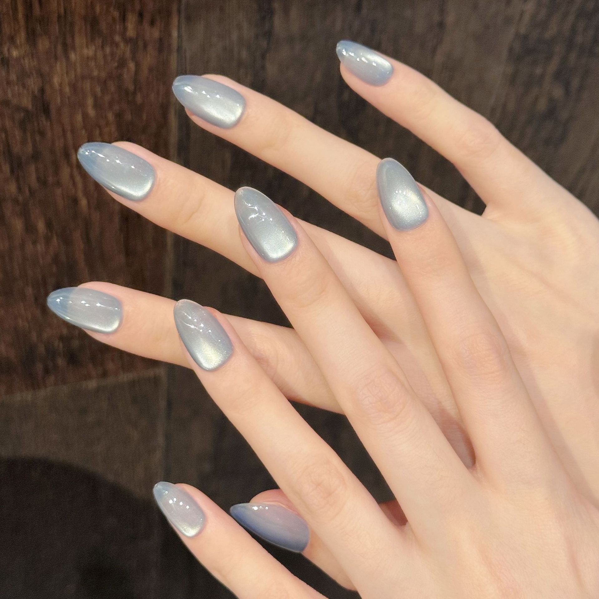 10Pcs Blue Cat Eye French Shor - Nail Art Simple ulasan dan harga