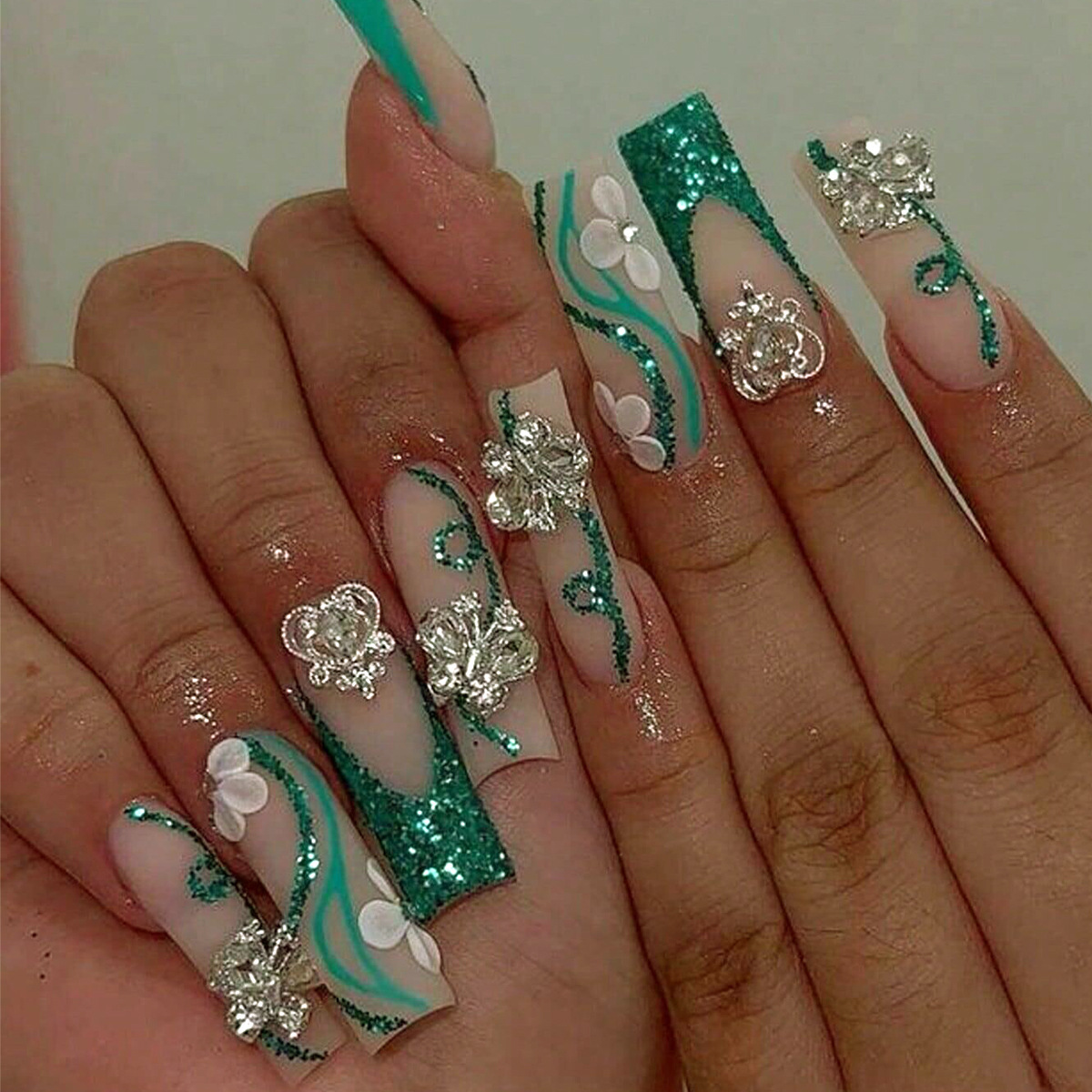 Long Coffin Press on Nails Bal - Nail Art Press On ulasan dan harga