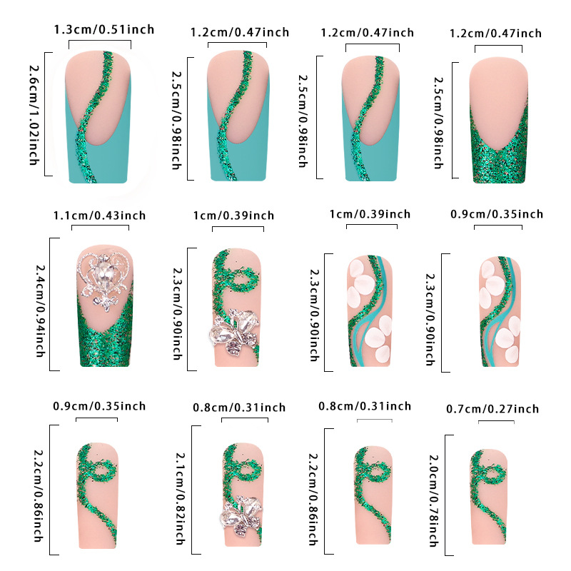 Long Coffin Press on Nails Bal - Nail Art Press On ulasan dan harga