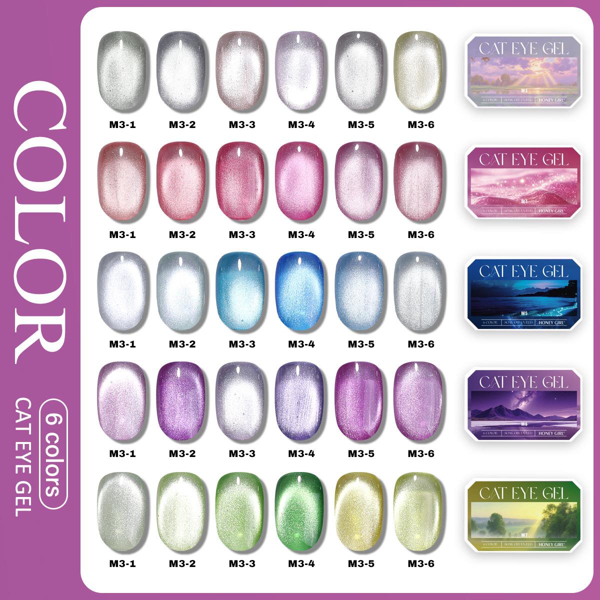 6 Grid Solid Cat Eye Gel Polis - Nail Gel Polish Set ulasan dan harga
