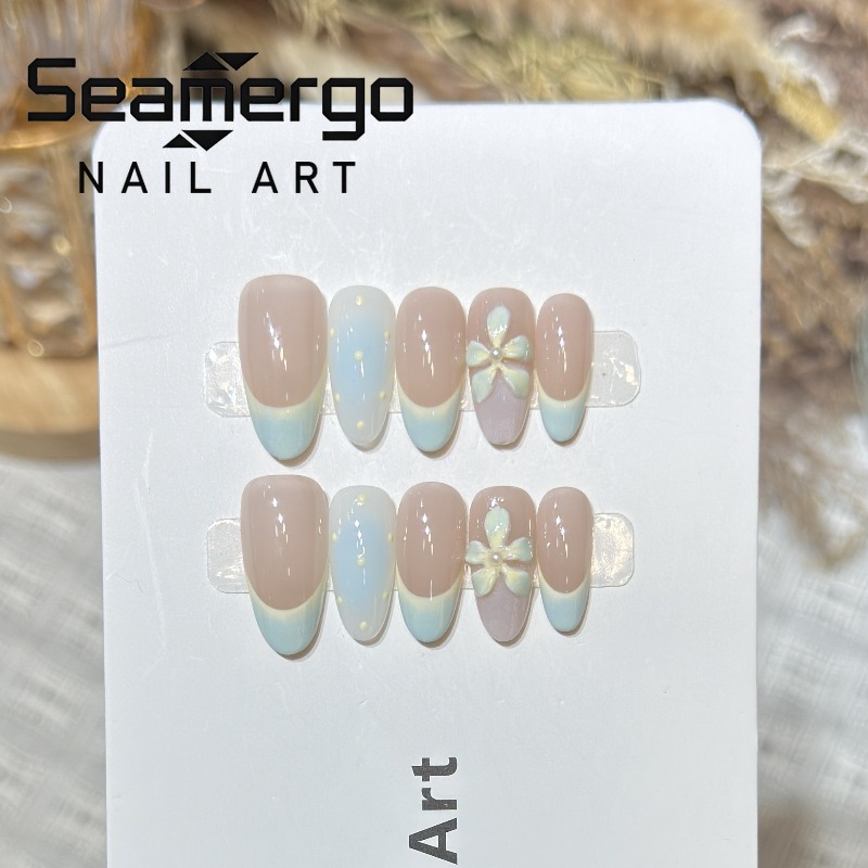 10PCS Simple Blue French Press - Nail Art Simple ulasan dan harga