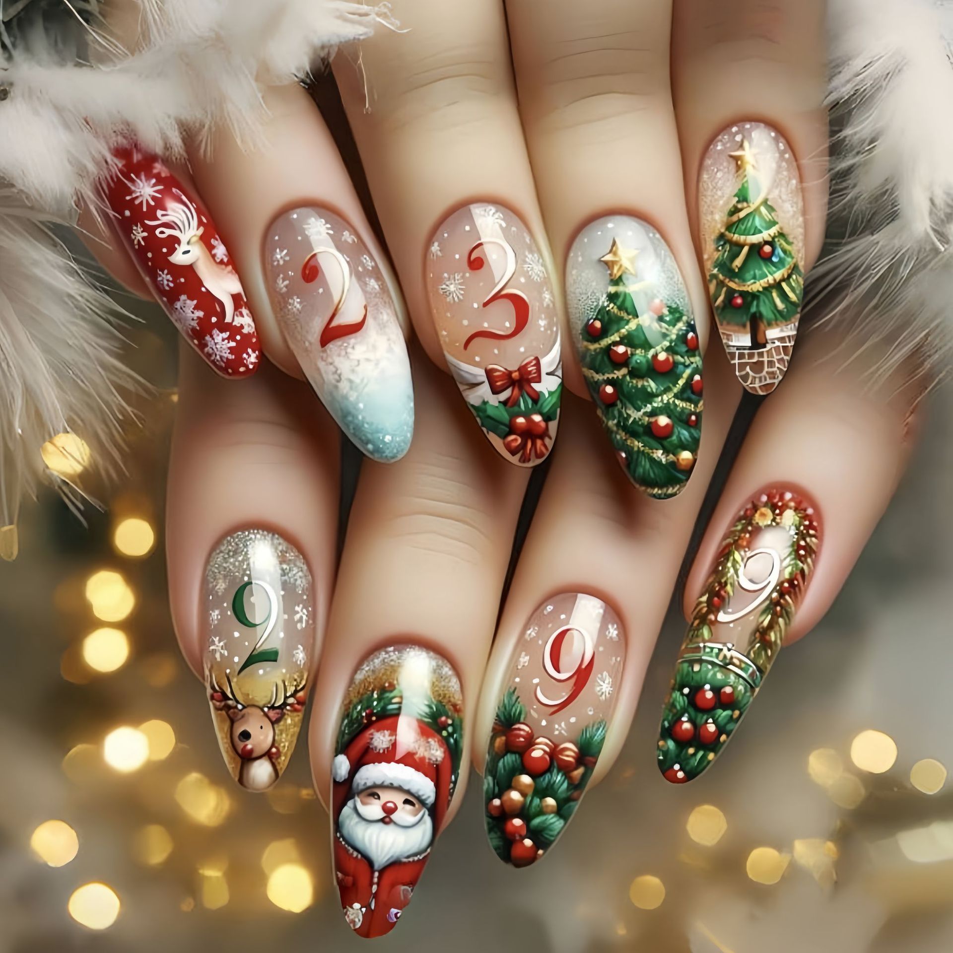 Medium fake nails for Christma - Nail Art Press On ulasan dan harga