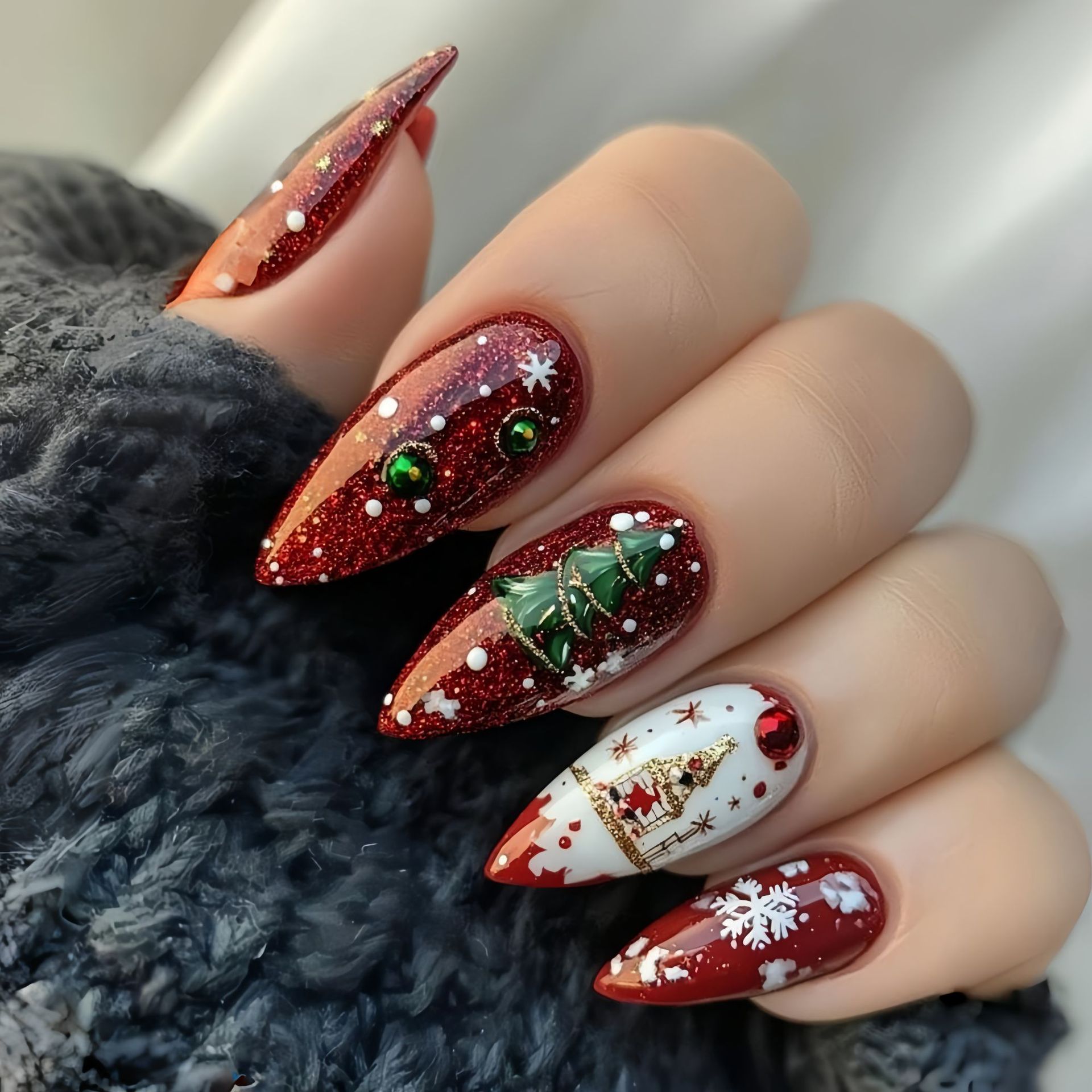 Medium fake nails for Christma - Nail Art Press On ulasan dan harga