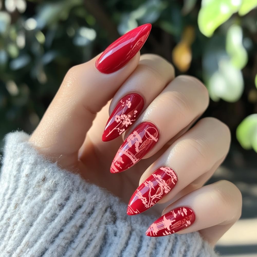 3pcs Classic Chinese Garden Na - Nail Art Vintage ulasan dan harga