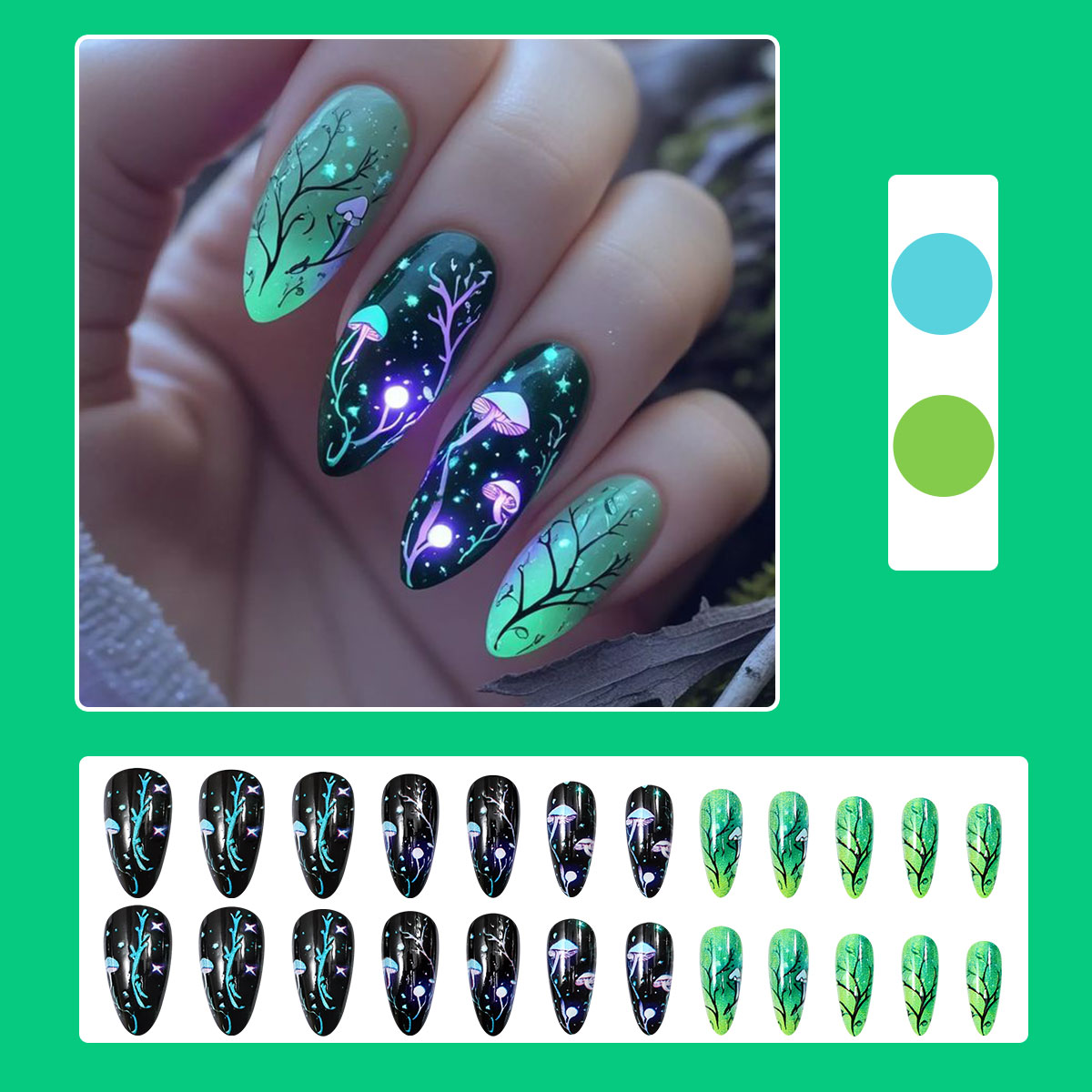 Almond Press on Nails Mushroom - Nail Art Press On ulasan dan harga