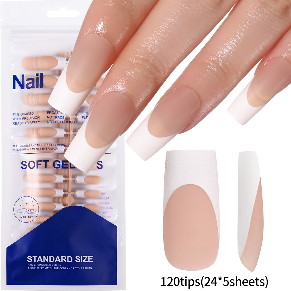 120pcs Nude White Fake Nails N - Nail Art Xl ulasan dan harga