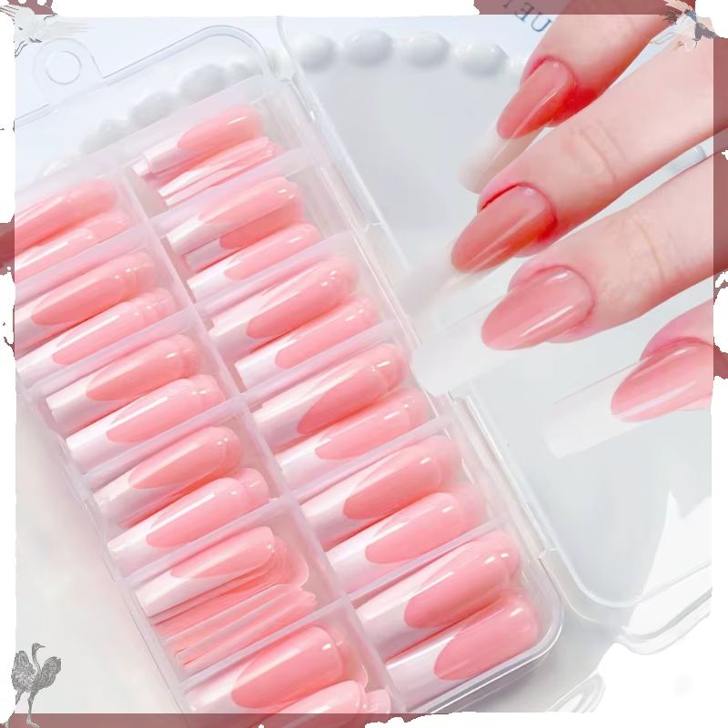 120Pcs Glossy Pink French Pres - Nail Art Press On ulasan dan harga
