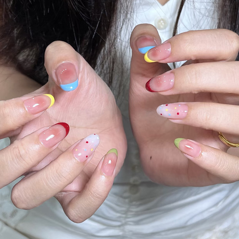 24Pcs Almond False Nails Sets  - Nail Art Simple ulasan dan harga