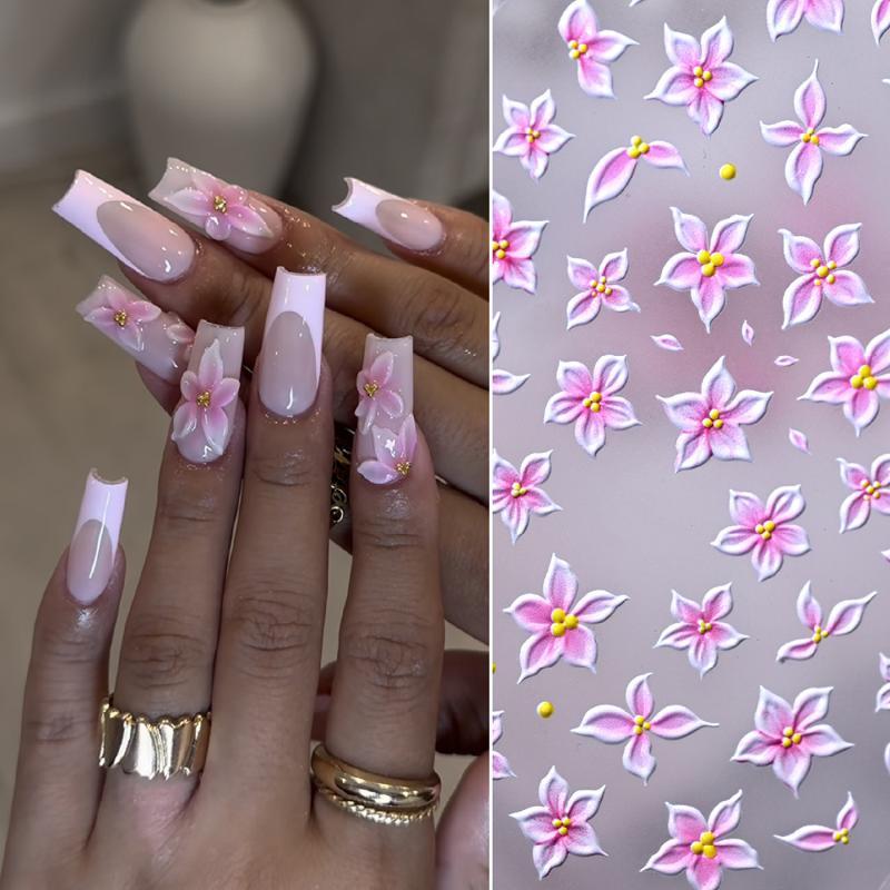 5D Five Petal Flower Nail Art  - Nail Art Ombre Pink ulasan dan harga
