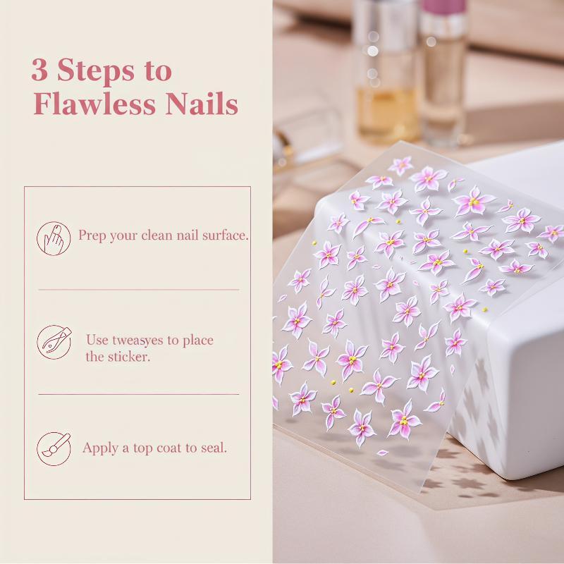 5D Five Petal Flower Nail Art  - Nail Art Ombre Pink ulasan dan harga