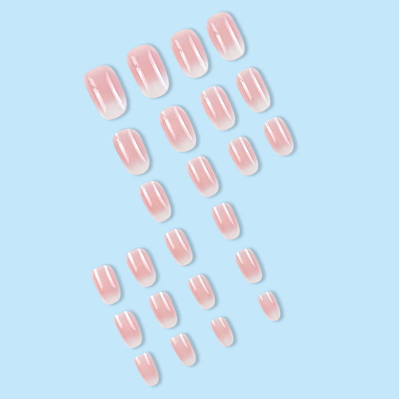 24Pcs Oval Short Pink Press on - Nail Art Ombre Pink ulasan dan harga