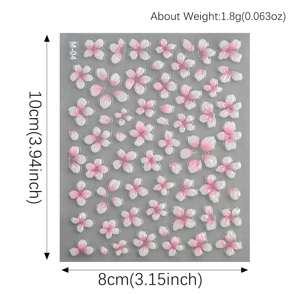 1Pc 3D Raised Ombre Design Nai - Nail Art Ombre Pink ulasan dan harga