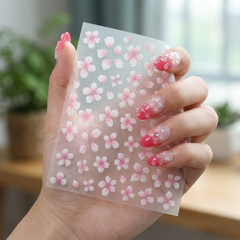 1Pc 3D Raised Ombre Design Nai - Nail Art Ombre Pink ulasan dan harga