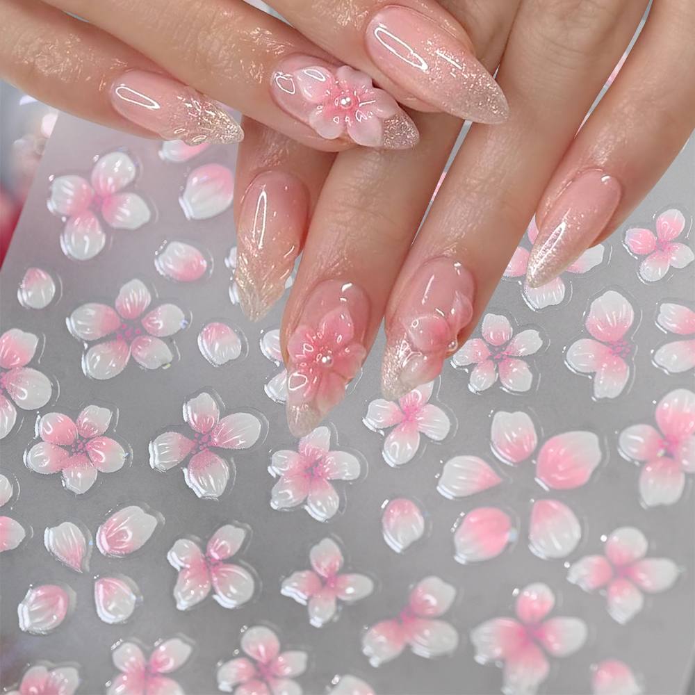 1Pc 3D Raised Ombre Design Nai - Nail Art Ombre Pink ulasan dan harga