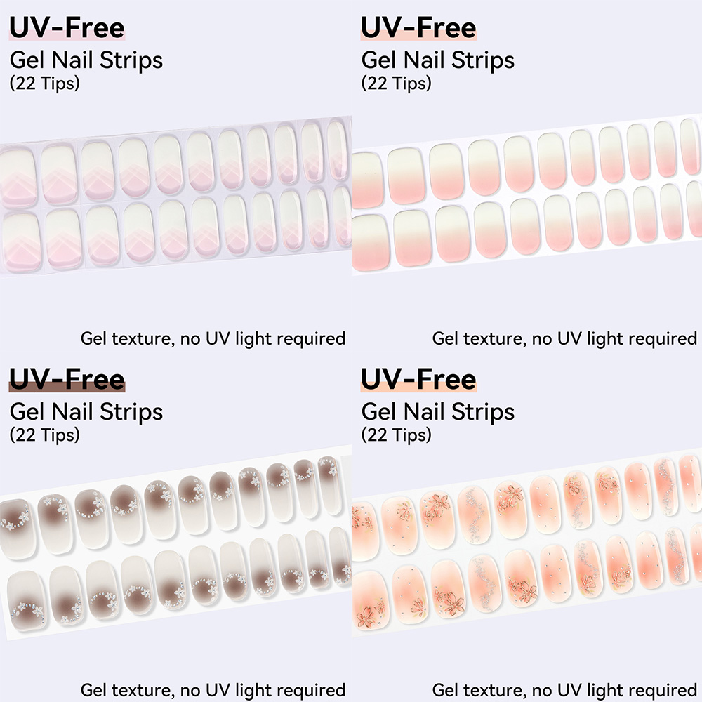 UV FREE Gel Nail Strips 22 Tip - Nail Art Ombre Pink ulasan dan harga