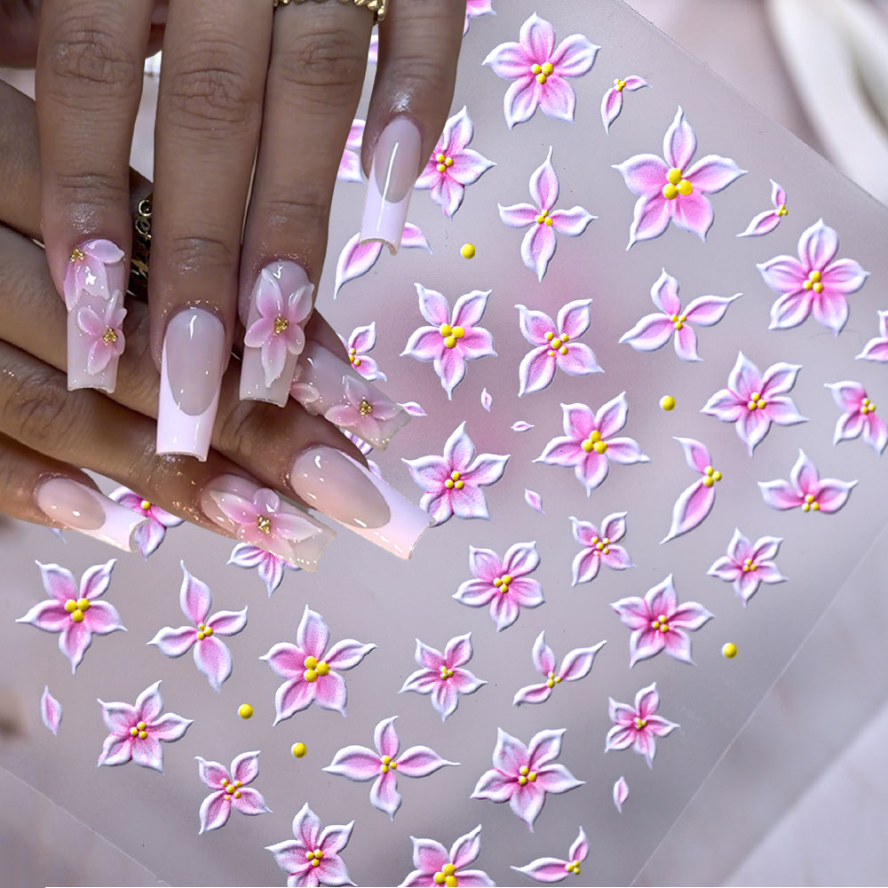 5D Relief Ombre Pink Five-Peta - Nail Art Ombre Pink ulasan dan harga