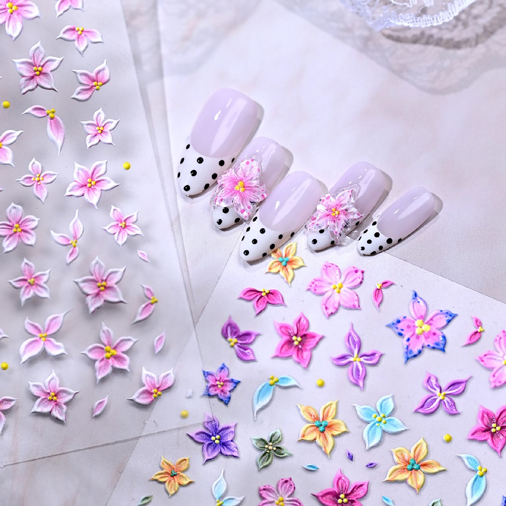 5D Relief Ombre Pink Five-Peta - Nail Art Ombre Pink ulasan dan harga