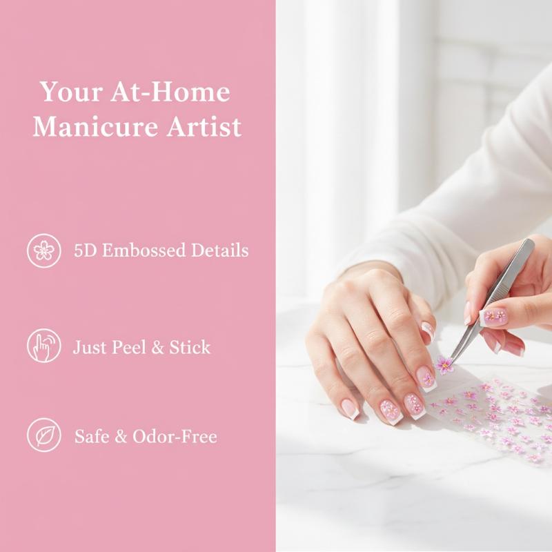 5D Relief Five Petal Nail Art  - Nail Art Ombre Pink ulasan dan harga