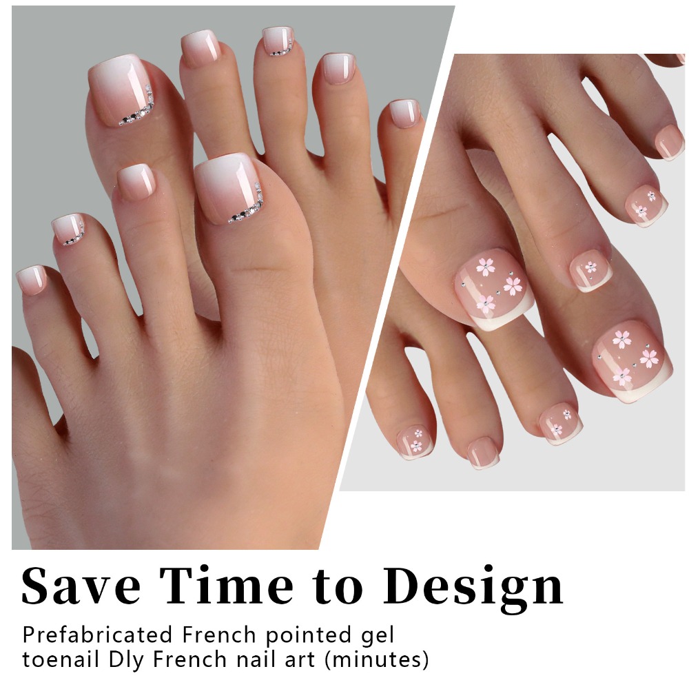 Short Square Press On Toenails - Nail Art Ombre Pink ulasan dan harga