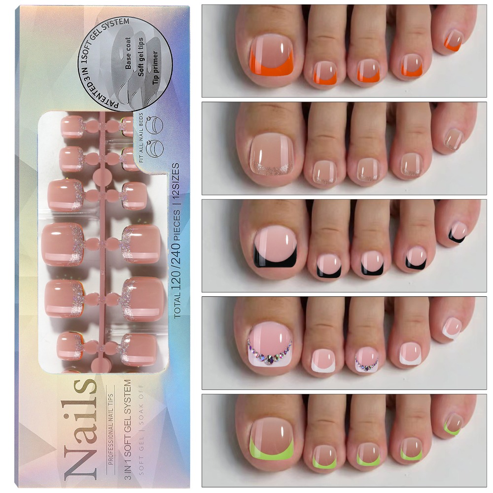 Short Square Press On Toenails - Nail Art Ombre Pink ulasan dan harga