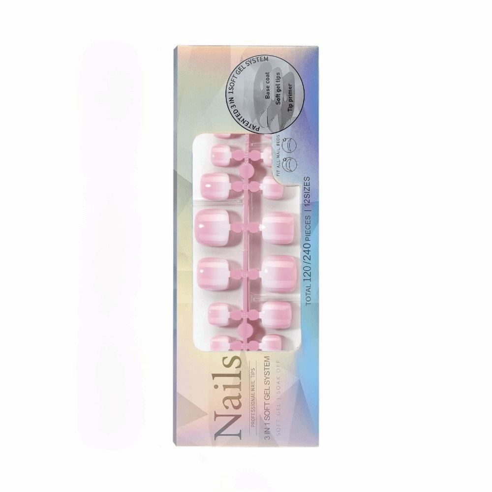 Short Square Press On Toenails - Nail Art Ombre Pink ulasan dan harga