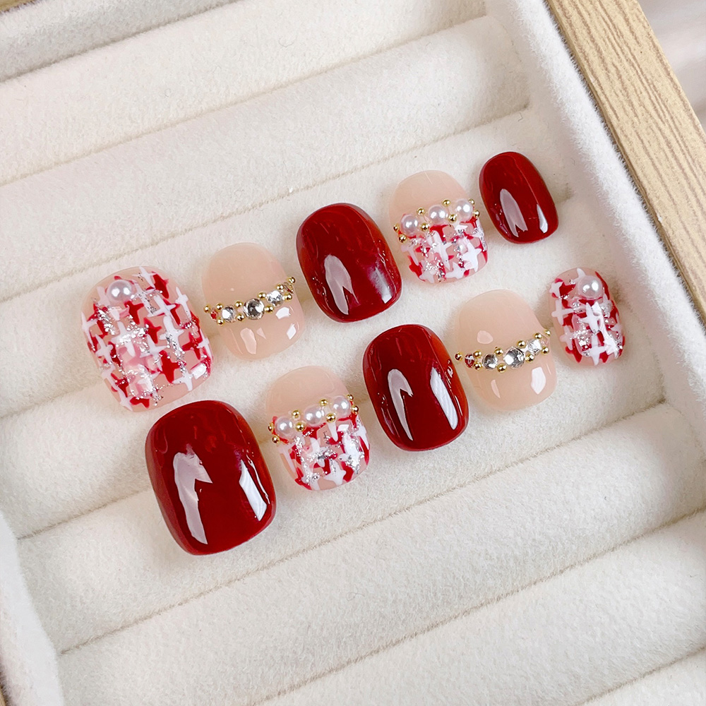 10pcs Short Square Round Handm - Nail Art Press On ulasan dan harga