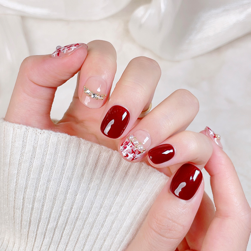 10pcs Short Square Round Handm - Nail Art Press On ulasan dan harga