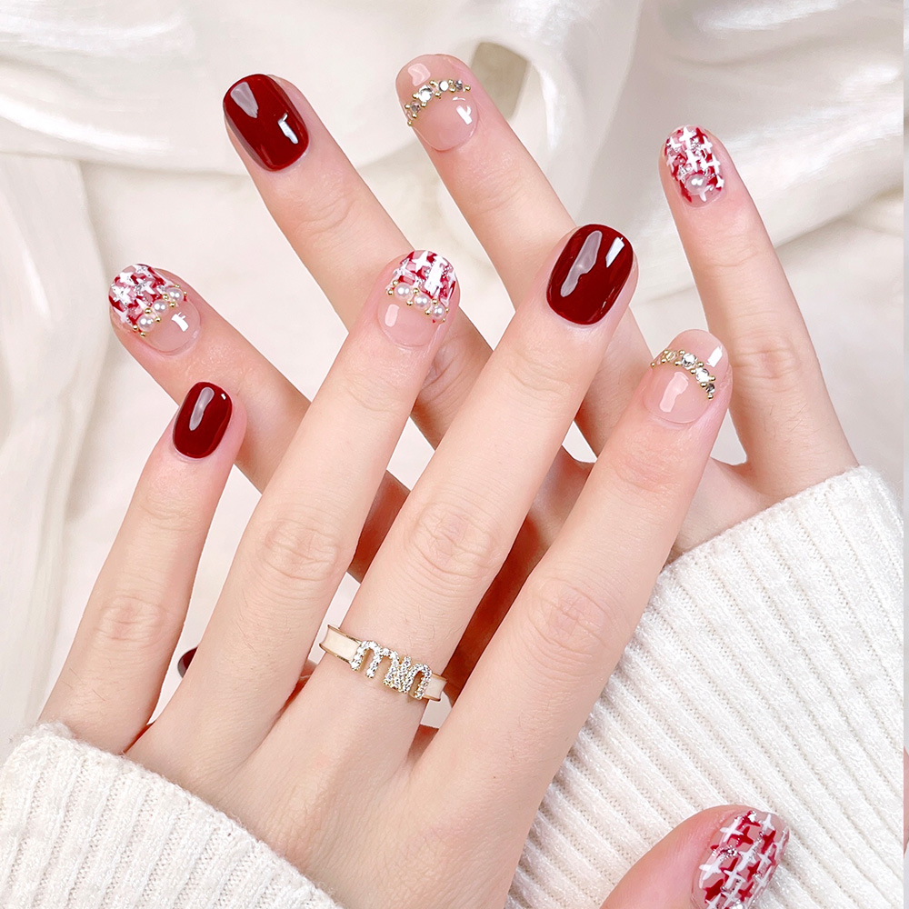 10pcs Short Square Round Handm - Nail Art Press On ulasan dan harga