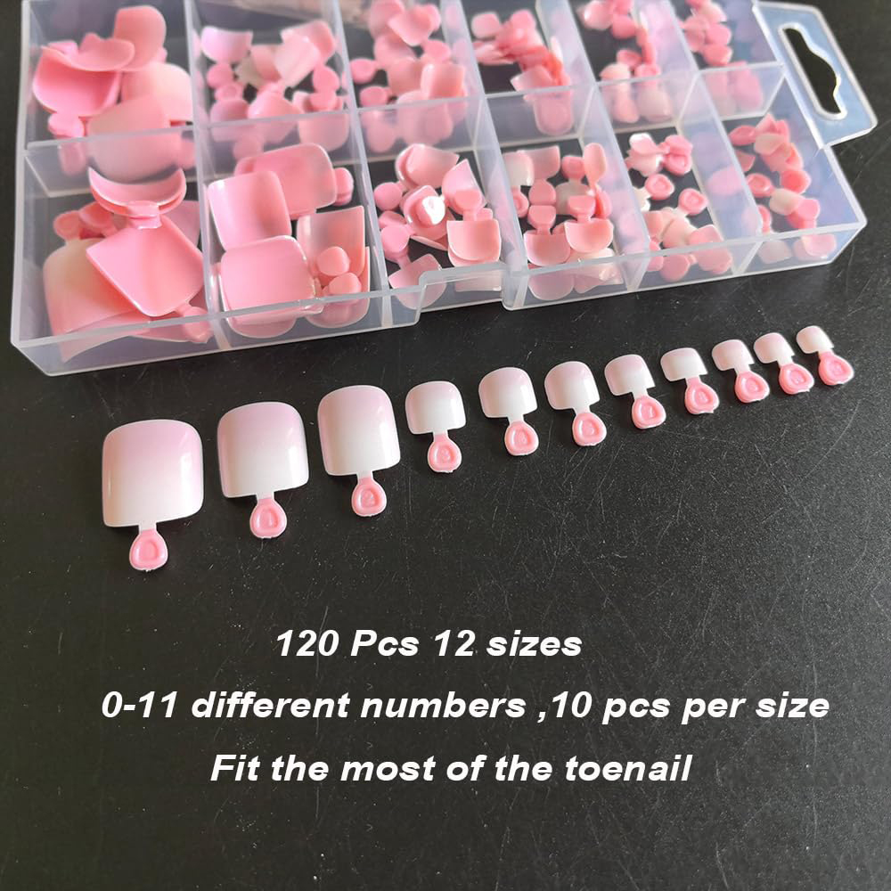 120pcs Ombre Pink White Toe Na - Nail Art Ombre Pink ulasan dan harga