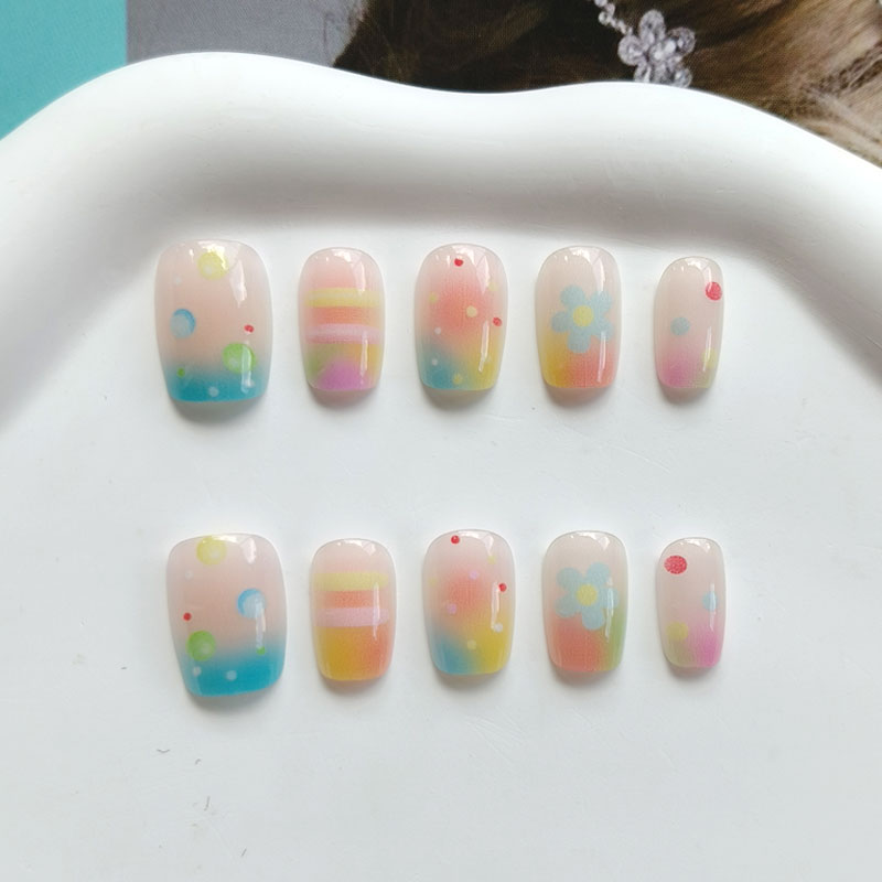 10Pcs Rainbow Bubble Gum Sweet - Nail Art Press On ulasan dan harga