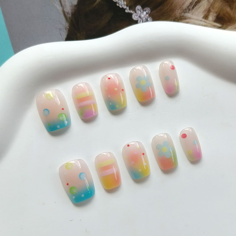 10Pcs Rainbow Bubble Gum Sweet - Nail Art Press On ulasan dan harga