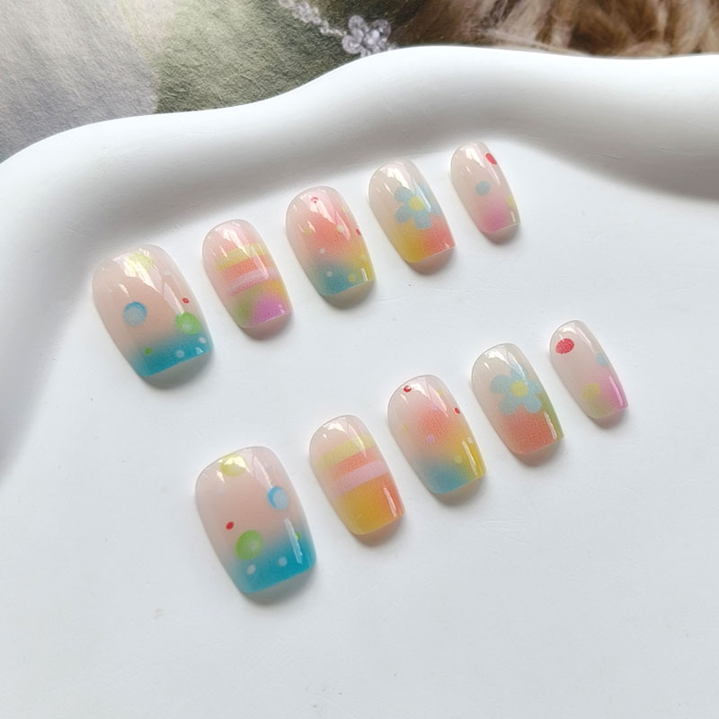 10Pcs Rainbow Bubble Gum Sweet - Nail Art Press On ulasan dan harga