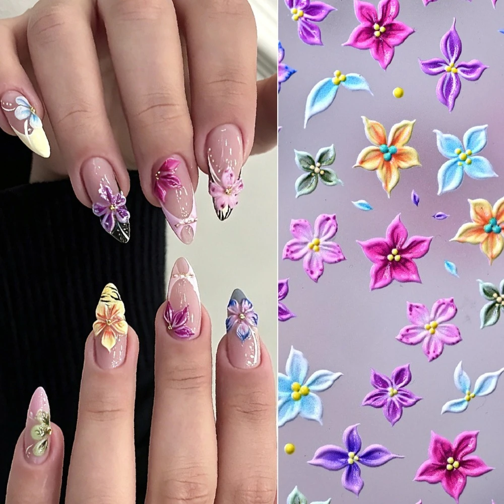 Cute Soft Lily Flower Nail Dec - Nail Art Ombre Pink ulasan dan harga